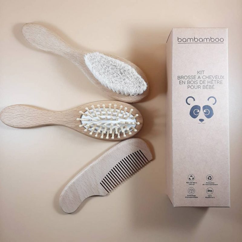 Kit B B Brosses Cheveux Et Peigne En Bois De H Tre Bambamboo