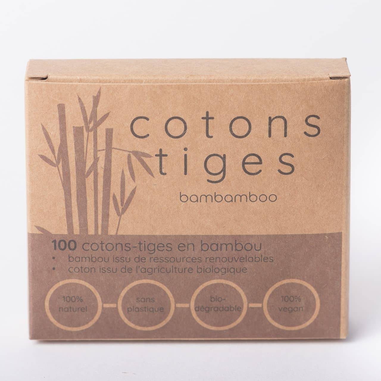 Boîte de 200 cotons-tiges en bambou 100% biodégradable en bois biologique sans plastique écologique Emballage propre 