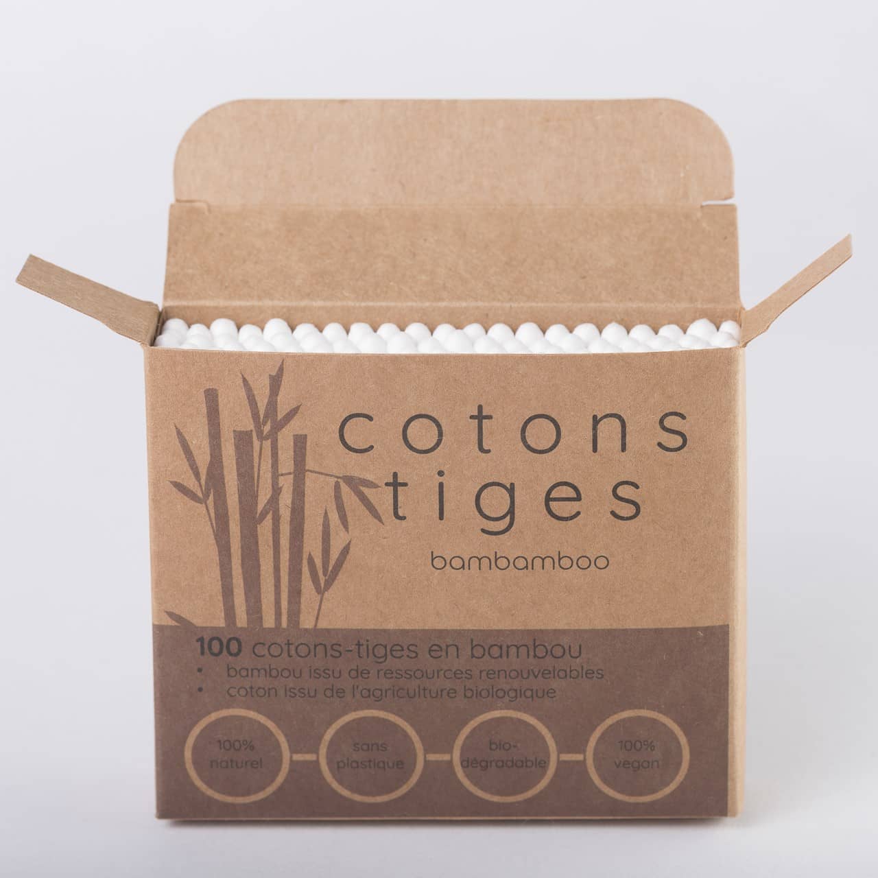 Boîte 100 Cotons-Tige Bambou & Coton Bio - Cosmétiques Hygiène