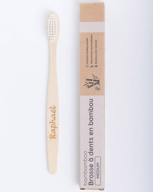 brosse à dents bambou et packaging blanche