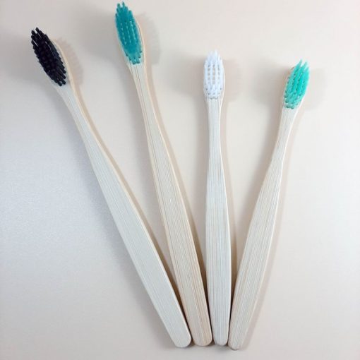 4 brosses à dents bambou pack famille éventail